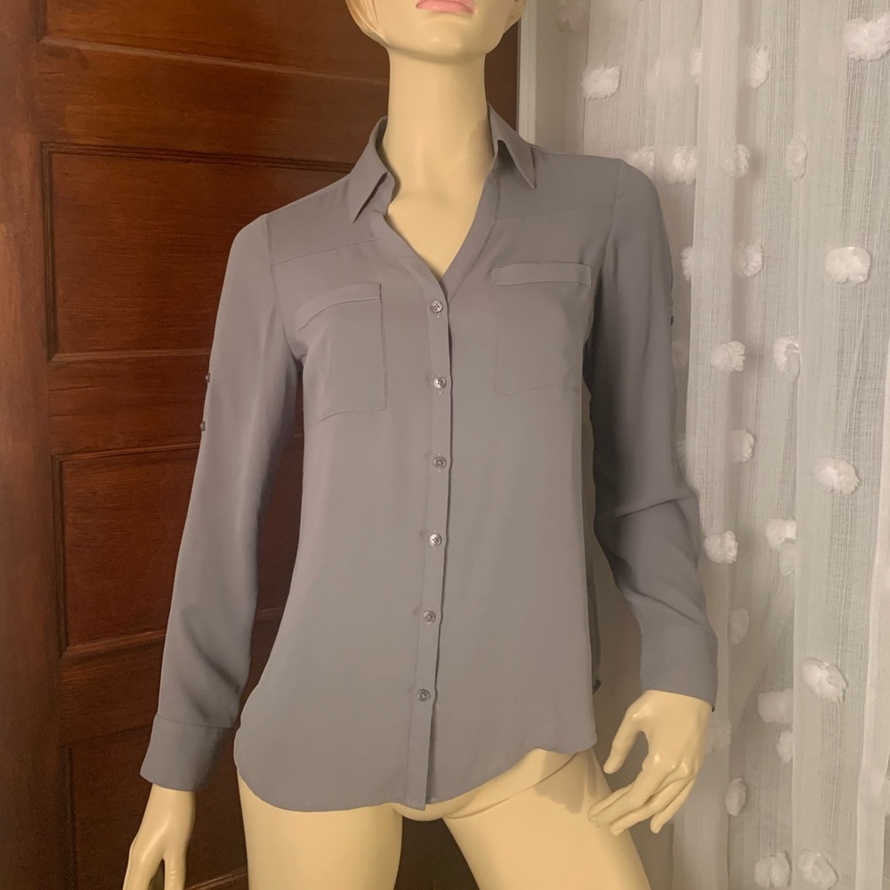 Express light gray button down shirt, size small